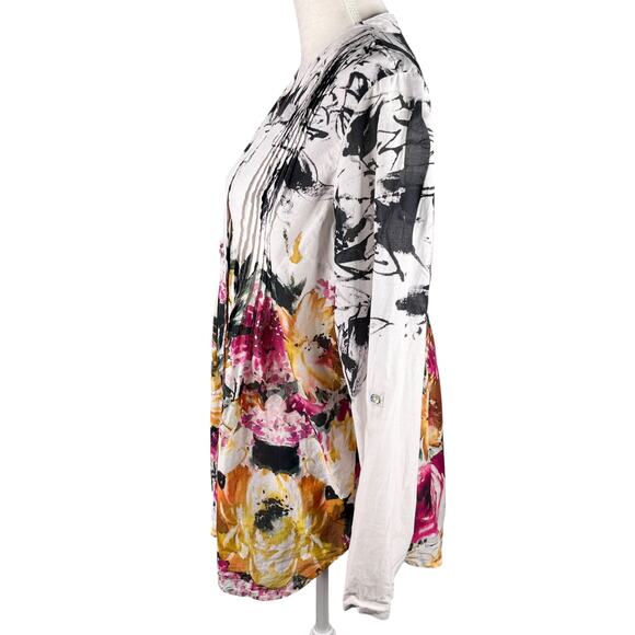 Soft Surroundings Champs De Fleur Floral Shirt Blouse L Button Down - Picture 8 of 16